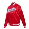 Philadelphia Phillies Script Tail Women’s Red Satin Varsity Jacket 2
