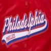 Philadelphia Phillies Script Tail Women’s Red Satin Varsity Jacket 4