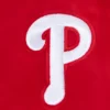 Philadelphia Phillies Script Tail Women’s Red Satin Varsity Jacket 5