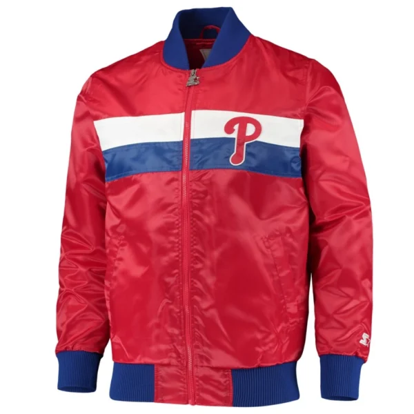 Philadelphia Phillies The Ambassador Satin Varsity Red Jacket