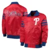 Philadelphia Phillies The Captain II Satin Varsity Jacket – Red 3