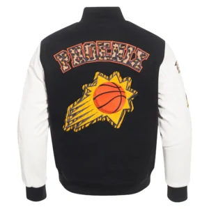 Phoenix Suns Animal Print Wool & Leather Varsity Black and White Jacket 3