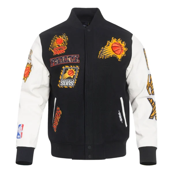 Phoenix Suns Animal Print Wool & Leather Varsity Black and White Jacket