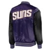 Phoenix Suns Enforcer Full-Snap Purple and Black Satin Varsity Jacket 1