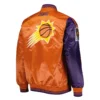Phoenix Suns Fast Break Satin Varsity Orange and Purple Jacket 1