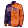 Phoenix Suns Fast Break Satin Varsity Orange and Purple Jacket