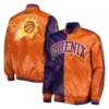 Phoenix Suns Fast Break Satin Varsity Orange and Purple Jacket 3