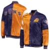 Phoenix Suns Leader Orange and Purple Satin Varsity Jacket 2