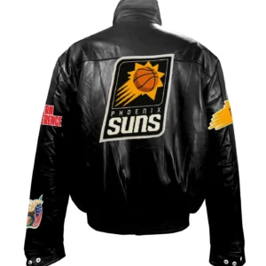 Phoenix Suns Logo Full Black Leather Varsity Jacket 1