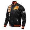 Phoenix Suns Mashup Full-Snap Black Satin Varsity Jacket 1