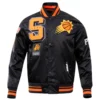 Phoenix Suns Mashup Full-Snap Black Satin Varsity Jacket