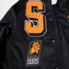 Phoenix Suns Mashup Full-Snap Black Satin Varsity Jacket 2