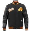 Phoenix Suns Script Tail Black Wool & Leather Varsity Jacket