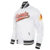 Phoenix Suns Script Tail Full-Snap White Satin Varsity Jacket 1