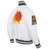 Phoenix Suns Script Tail Full-Snap White Satin Varsity Jacket 2