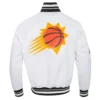 Phoenix Suns Script Tail Full-Snap White Satin Varsity Jacket 3