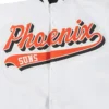 Phoenix Suns Script Tail Full-Snap White Satin Varsity Jacket 4