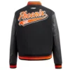 Phoenix Suns Script Tail Women’s Black Wool & Leather Varsity Jacket 3