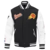 Phoenix Suns Script Tail Wool & Leather Varsity Jacket Black and White
