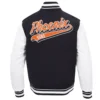Phoenix Suns Script Tail Wool & Leather Varsity Jacket Black and White 2