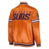 Phoenix Suns Slider Full-Snap Orange Satin Varsity Jacket 1