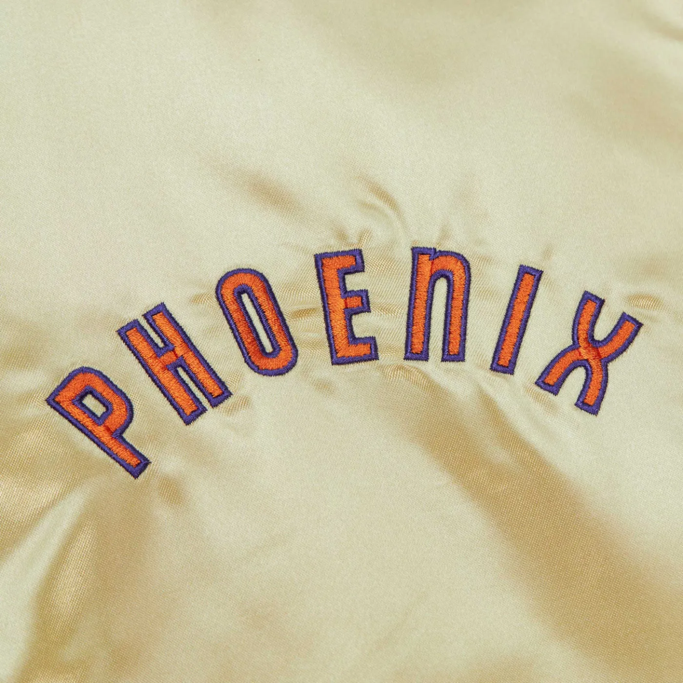 Phoenix Suns Team OG 2.0 Satin Full-Zip Vintage Logo Varsity Gold Jacket 3