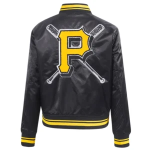 Pittsburgh Pirates Mashup Black Varsity Satin Jacket For Women's