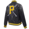 Pittsburgh Pirates Mashup Women's Black Varsity Satin Jacket