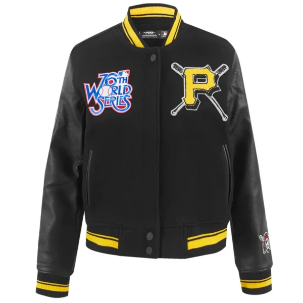 Pittsburgh Pirates Mashup Women’s Black Wool & Leather Varsity Jacket
