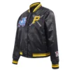 Pittsburgh Pirates Mashup Women's Full-Snap Black Varsity Satin Jacket