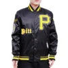 Pittsburgh Pirates Old English Full-Snap Black Satin Varsity Jacket