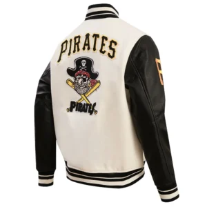 Pittsburgh Pirates Retro Classic Rib White & Black Varsity Jacket 1