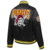 Pittsburgh Pirates Retro Classic Women’s Full-Snap Black Satin Varsity Jacket 2