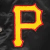 Pittsburgh Pirates Retro Classic Women’s Full-Snap Black Satin Varsity Jacket 6
