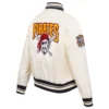 Pittsburgh Pirates Retro Classic Women’s Full-Snap White Satin Varsity Jacket 3