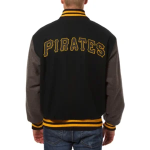 Pittsburgh Pirates Two Tone Handcrafted Logo BlackGray Wool Jacket 1