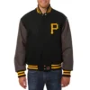 Pittsburgh Pirates Two Tone Handcrafted Logo BlackGray Wool Jacket