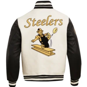 Pittsburgh Steelers Cream and Black Retro Classic Jacket 1