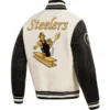 Pittsburgh Steelers Cream and Black Retro Classic Jacket 3