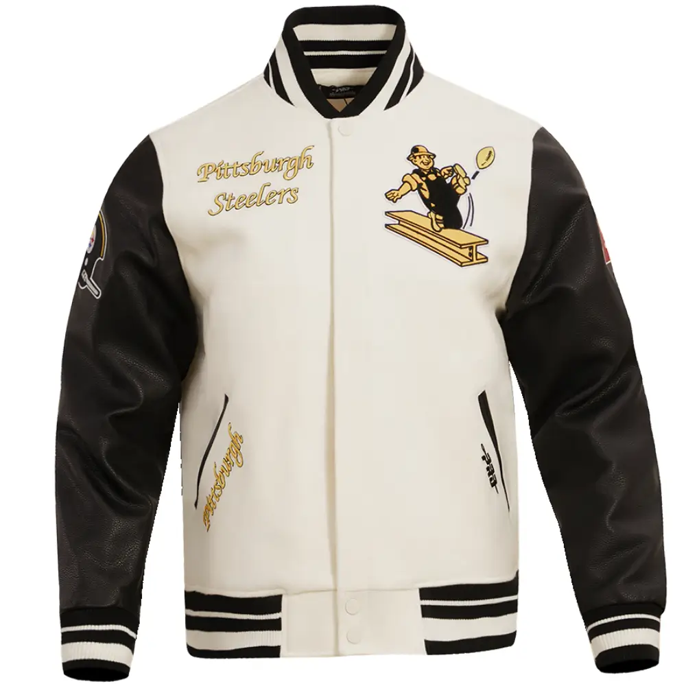 Pittsburgh Steelers Cream and Black Retro Classic Jacket