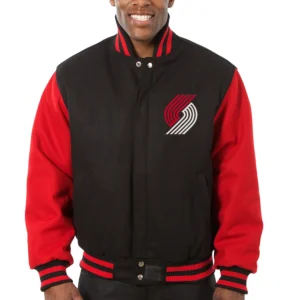 Portland Trail Black Two Tone Varsity Jacket