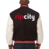 Portland Trail Blazers Two Tone Black Varsity Jacket 1