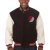 Portland Trail Blazers Two Tone Black Varsity Jacket