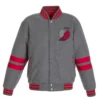 Portland Trail Striped Grey Varsity Jacket