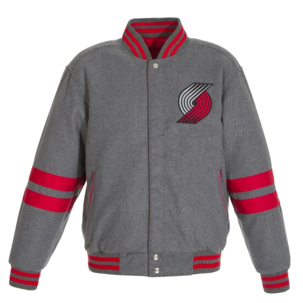 Portland Trail Striped Grey Varsity Jacket