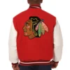 Red Chicago Blackhawks Varsity Jacket 1