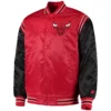Red and Black Chicago Bulls Enforcer Satin Varsity Jacket