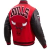 Red and Black Chicago Bulls Retro Classic Wool Varsity Jacket 2