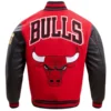 Red and Black Chicago Bulls Retro Classic Wool Varsity Jacket 3