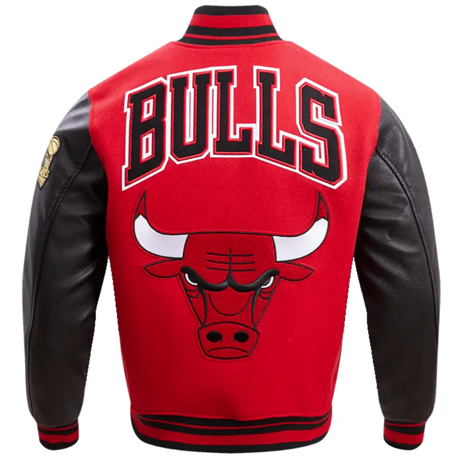 Red and Black Chicago Bulls Retro Classic Wool Varsity Jacket 3